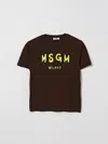 Msgm Babies'  Kids Cotton T-shirt With Logo In Brown