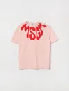 Msgm Kids Cotton T-shirt With Logo In Pink