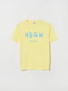 Msgm Babies'  Kids Cotton T-shirt With Logo In Yellow