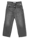 Msgm Kids Jeans With Embroidered Logo In Gray