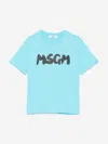 Msgm Kids Logo Jersey T-shirt In Blue