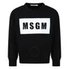 Msgm Kids Logo-printed Crew Neck Sweatshirt In Black