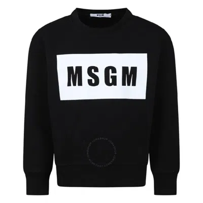 Msgm Kids Logo-printed Crew Neck Sweatshirt In Black