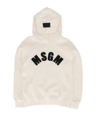 Msgm Kids Logo Printed Long Sleeved Hoodie In Gold