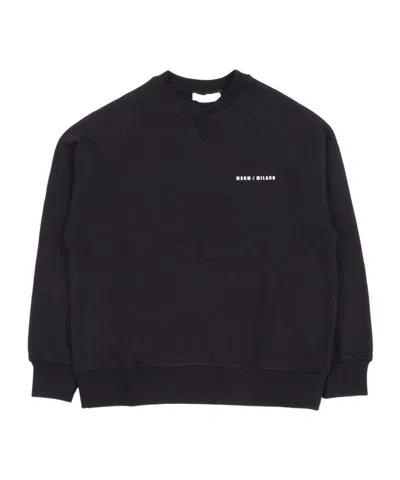 Msgm Kids Logo-print Crewneck Sweatshirt In Black