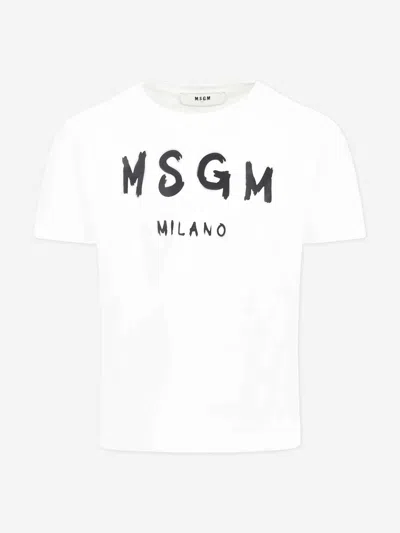 Msgm Kids Milano Logo T-shirt In White