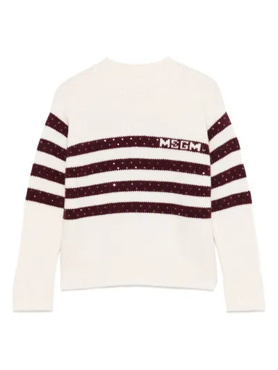 Msgm Kids Sequined Sweater In Neutral