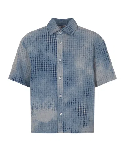 Msgm Kids Short-sleeve Buttoned Shirt In Gray