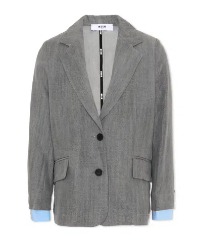 Msgm Kids Single-breasted Tailored Blazer In Gray
