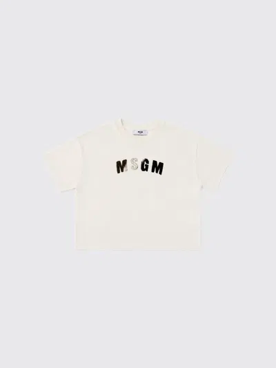 Msgm Kids T-shirt Kids Color Yellow Cream In White