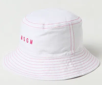 Msgm Kids White Cotton Hats