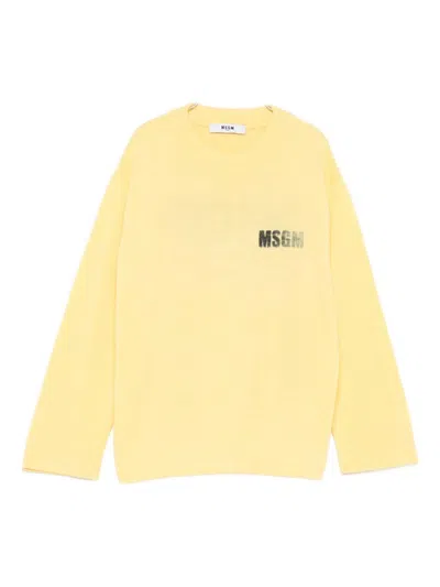 Msgm Kids Wool Blend Sweater In Yellow