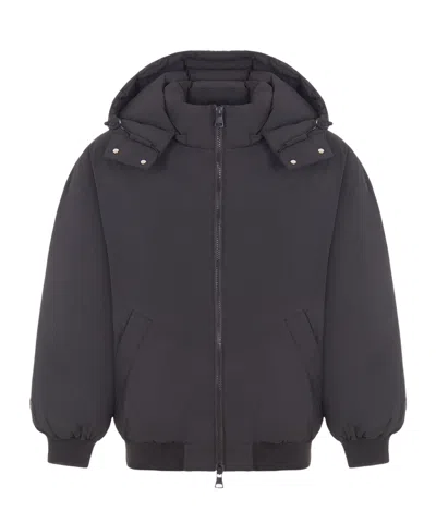 Msgm Kids Zipped Hooded Jacket In Blue