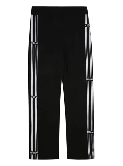 Msgm Kidspantaloni Sportivi Con Righe Laterali In Black