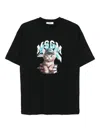 Msgm Kitten-embellished Cotton T-shirt In Black