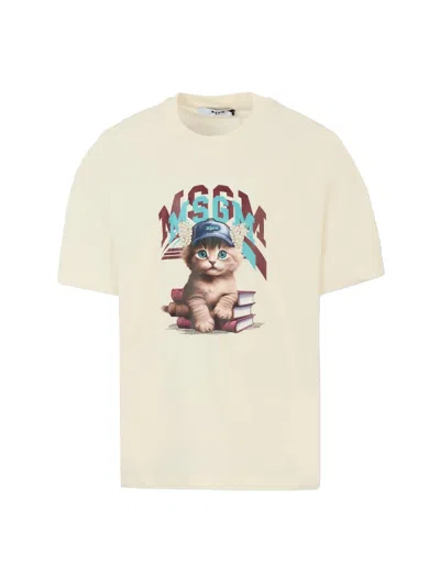 Msgm "kitty" Logo T-shirt In Multi