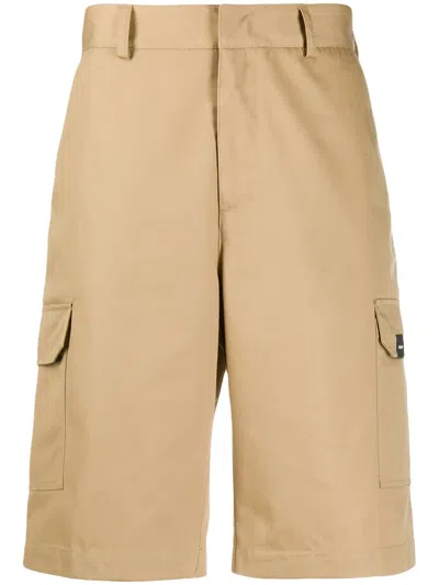 Msgm Knee-length Cargo Shorts In Neutrals