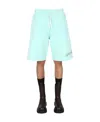 Msgm Fantastic Green Bermuda In Blue