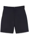 Msgm Knee-length Tailored Blue Shorts In Black