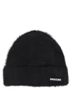 Msgm Cozy Turn-up Brim Fuzzy Hat In Black
