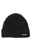 Msgm Cozy Turn-up Brim Fuzzy Hat In Black