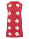 Msgm Embroidered Mini Dress In Red