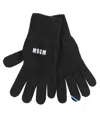 Msgm Logo-embroidered Knitted Gloves In Black