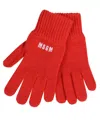 Msgm Logo-embroidered Knitted Gloves In Red