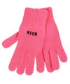 Msgm Logo-embroidered Knitted Gloves In Pink