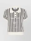 Msgm Knitwear Polo Collar Sequin Striped Short Sleeves In Multi