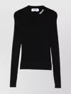 Msgm Fitted Long-sleeve Ribbed Top With Structured Shoulders In Black