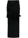 Msgm Bow A-line Midi Skirt With Knot Detailing In Black