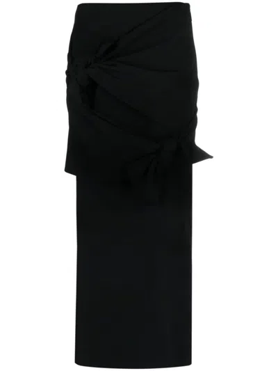 MSGM MSGM KNOT-DETAIL A-LINE MIDI SKIRT