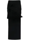 Msgm Bow A-line Midi Skirt With Knot Detailing In Black