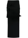 Msgm Bow A-line Midi Skirt With Knot Detailing In Black