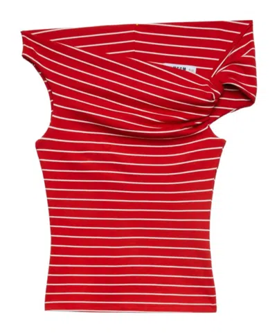 MSGM MSGM KNOT-DETAILED STRIPED TOP
