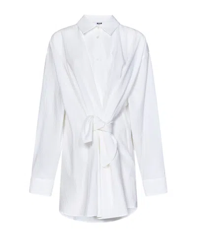 Msgm Knot-detailed Layered Mini Dress