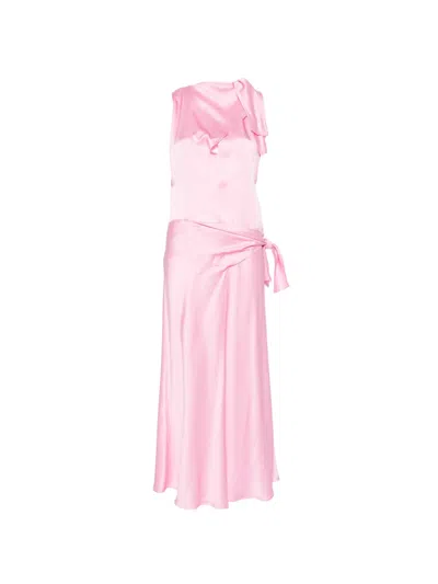 Msgm Knot Sleeveless Midi Dress In Pink