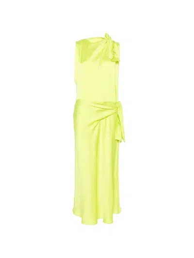 Msgm Knotted Midi Dress In Green