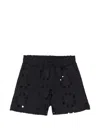 Msgm Perforated Shorts In Black