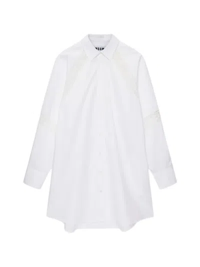 Msgm Lace-detail Mini Dress In White