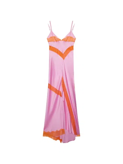 Msgm Lace-details Panelled Maxi Dress In Pink