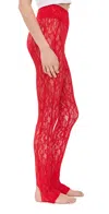 Msgm Lace Leggings Red In Red