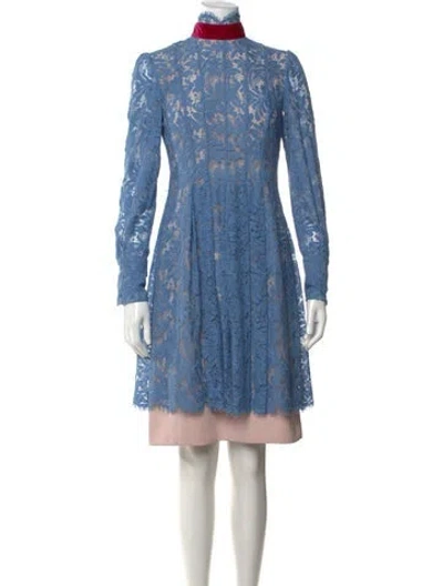 Pre-owned Msgm Lace Mini Dress In Blue