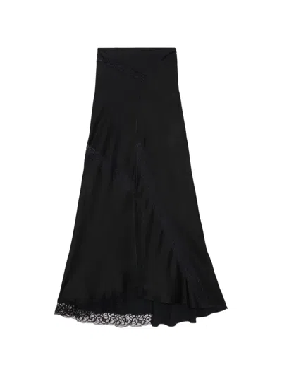 Msgm Lace Panel Maxi Skirt In Black