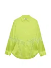 Msgm Lace Panel Shirt In Green
