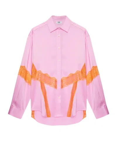 MSGM MSGM LACE PANEL BUTTON-UP SHIRT