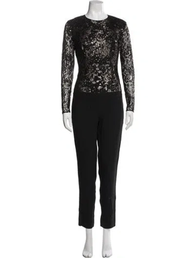 Pre-owned Msgm Lace Pattern Crew Neck Jumpsuit In Blue