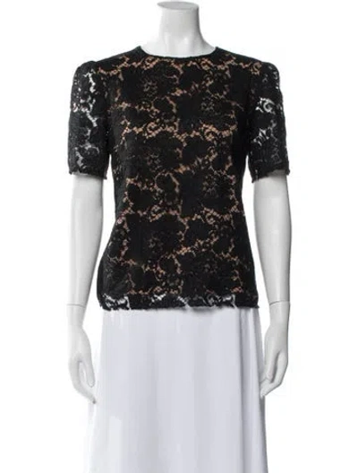 Pre-owned Msgm Lace Pattern Crew Neck Top In Multi