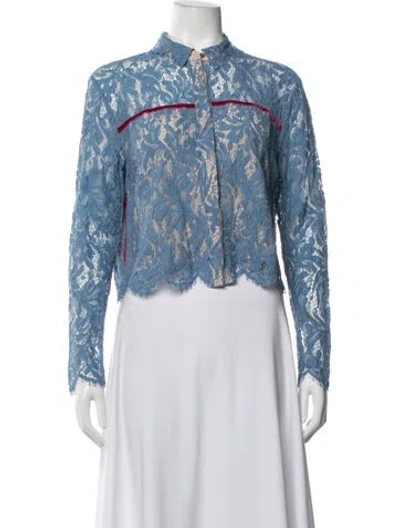 Pre-owned Msgm Lace Pattern Jacket In Blue